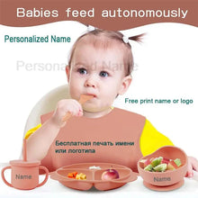 Load image into Gallery viewer, Silicone Baby Feeding Plate Set with Suction Bowl
