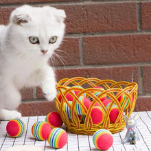 将图片加载到图库查看器，10pcs Cat Toy Balls Interactive for Indoor Cat Red Rainbow Soft Foam Puppies Toy Balls Activity Chase Quiet Play Sponge Ball  Toy Balls for Dog Puppies Kittens

