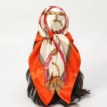 Load image into Gallery viewer, Satin Square Scarf – Elegant 2025 Print Hijab, Shawl &amp; Hair Wrap
