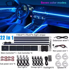 Load image into Gallery viewer, Universal 18-in-1 RGB Car Ambient Light Kit - Full Color App-Controlled Neon Strips
