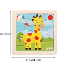将图片加载到图库查看器，11cm/4.33in Kids Wooden Jigsaw Puzzle Games Cartoon Animal Vehicle Pattern Children Montessori Educational Toys
