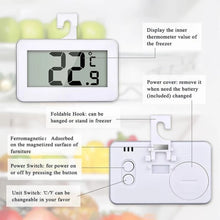Load image into Gallery viewer, Digital Fridge / Freezer Thermometer Household Thermograph Humidity Meter IPX3 Waterproof LCD Display Wireless &amp; Hanging Hook

