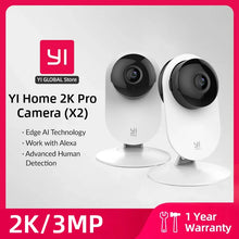 Load image into Gallery viewer, YI Pro 2K 2PC Home Security Camera Kit Indoor with Person Vehicle Pet Smart Detection for Baby Monitor Clear Night  Vision

