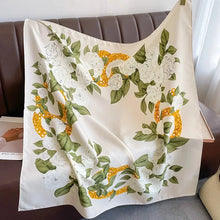 Load image into Gallery viewer, 90x90cm Square Silk-Feel Scarf – Luxury Women’s Shawl &amp; Head Wrap
