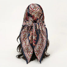 Load image into Gallery viewer, Satin Square Scarf – Elegant 2025 Print Hijab, Shawl &amp; Hair Wrap
