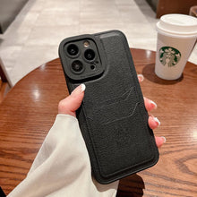 Load image into Gallery viewer, Luxury Leather Square Silicone Wallet Card Holder Phone Case For iPhone 13 12 11 14 Pro Max XS XR X Shockproof Cover Luxury Shockproof Phone Case
