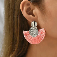 Load image into Gallery viewer, Bohemian Tassel Earrings – White Fringe Dangle Statement Jewelry for Women
