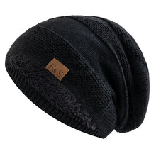 将图片加载到图库查看器，New Unisex Slouchy Winter Hats Add Fur Lined Men And Women Warm Beanie Cap Casual Label Decor Winter Knitted Hats
