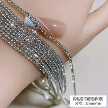 Load image into Gallery viewer, 100/50cm Luxury Crystal Chain Nail Charms - 1.5/2mm Clear &amp; AB Diamond Nail Art Decoration

