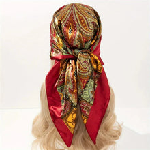 Load image into Gallery viewer, Satin Square Scarf – Elegant 2025 Print Hijab, Shawl &amp; Hair Wrap
