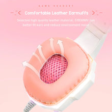 Load image into Gallery viewer, QearFun New Pink Headphones for PC Girls Gaming Wired Headset with Microphone Gamer for PS4 Windows XP/7/8/10 Laptop Phone
