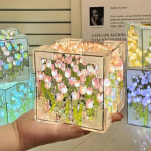 Load image into Gallery viewer, Handmade DIY Tulip Flower Cube Night Light GT Full Set of Material Package Room Decoration Couple Birthday Gift Night Light
