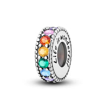 将图片加载到图库查看器，100% 925 Sterling Silver Rainbow Zircon Butterfly Dragon Silicone Stopper Charms - Colorful Beads for DIY Bracelets, Customizable Jewelry for All Occasions
