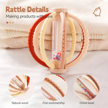 Load image into Gallery viewer, Wooden Rain Drum Baby Rattle Silicone Teether Toy
