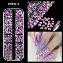 Load image into Gallery viewer, 12 Grids Mixed Nail Rhinestones - SS6-SS30 Flat-Back Glass Gems for Nail Art
