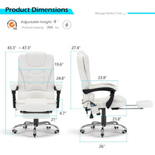 Load image into Gallery viewer, Office Chair with 7 Point Vibrating Massage&amp;Heat Functions, Ergonomic Recliner Chair w/Footrest PU Leather Wide Computer Desk Ch
