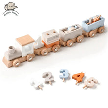 Load image into Gallery viewer, Wooden Train Birthday Toy Montessori Baby Learning
