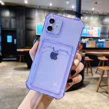 将图片加载到图库查看器，Simple Clear Silicone Wallet Case for iPhone 14 13 12 11 Pro XS Max X XR Shockproof Lens Protection Card Cover Shockproof Soft Bumper Clear Case Classic Stylish Case

