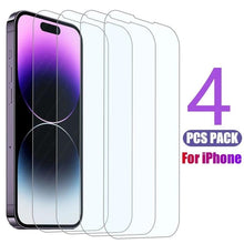 将图片加载到图库查看器，4pcs Tempered Glass For Iphone 11 14 12 13 Pro Xr X Xs Max Screen Protector On For Iphone 14 Pro Max Mini 7 8 6 6s Plus Se Glass Scratch Proof Flexible Screen Protector Shutter Proof Anti Fingerprint Screen Glass For Iphone
