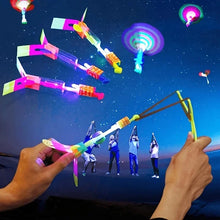 Load image into Gallery viewer, 10pcs LED Light Rockets – Flying Toys with Slingshot Launchers
