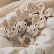 将图片加载到图库查看器，Baby Crochet Rattle Wooden Teether Toy BPA Free
