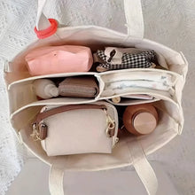 Load image into Gallery viewer, Ladies Canvas Handbag Multi Pocket Large Capacity Tote Bag Adjustable Shoulder Strap Casual Shoulder Shopping Bag

