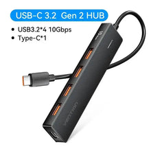 Load image into Gallery viewer, Vention Usb Hub 4 Port ABS Hub USB 3.2 10Gbps for Laptop Multi Splitter Adapter For Xiaomi Macbook PC Computer Accessories
