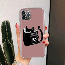将图片加载到图库查看器，Black Cat Cartoon Cute For Iphone 11 13 14 Pro Max 12 Mini Phone Case X Xs Xr 6 6s 8 7 Plus Se 5 5s Cover Cute Funny Aesthetic Cat Design Pattern Silicone Soft Phone Case
