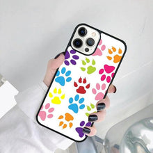 将图片加载到图库查看器，Dog Foot Print Colorful Pattern Phone Case For Iphone 14 Se 2020 Xr Xs 11 12 13 Mini Pro Max 6 7 8 Plus  Ultra Designer Printed Hard Back Case
