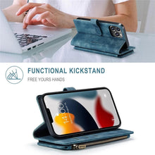 Load image into Gallery viewer, Vintage Card Holder Leather Wallet Case for iPhone 11 12 13 14 Pro Max Mini XR XS Max 8 7 6s Plus SE Storage Pocket Cover Flip Case PU Leather Protective Case With Magnetic Closure
