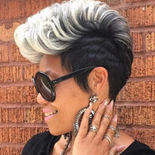 Load image into Gallery viewer, Short Curly Wigs for Black Women Natural Looking Wavy Short Black Wigs with Bangs Side Part Synthetic Hair Fashion Wigs
