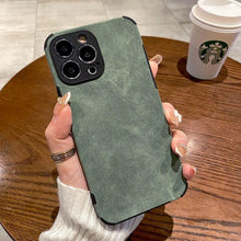 Load image into Gallery viewer, Vintage Green PU Leather Case For iPhone 13 12 11 Pro Max Mini XR XS X 7 8 Plus  Luxury Silicon Bumper Shockproof Soft Cover  Ultra Thin Slim Leather Case Anti-Scratch Hard Back Cover for iPhone
