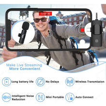 Load image into Gallery viewer, Professional 4 In 1 Wireless Lavalier Microphone for iPhone Android 3.5mm for Radio Live Recording Noise Reduction Mini Microph
