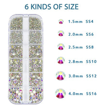Load image into Gallery viewer, 2400+ Shiny Clear Crystal Nail Rhinestones - Mixed Sizes &amp; Shapes Flatback Gems
