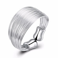 Load image into Gallery viewer, Women'S Silver Plated Ring Engagement Wedding Bridal Jewelry Adjustable Size Open Finger Ring Made Of Many Silvery Threads
