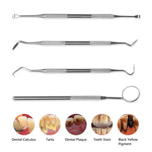 Load image into Gallery viewer, 4 pcs Dental Hygiene Tool Kit Instruments Dentist Tartar Scraper Scaler Calculus Plaque Remover Teeth Cleaning Oral Care Tool
