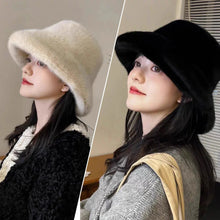 将图片加载到图库查看器，Fluffy Fur Fisherman Hat For Women Winter Plush Ear Protection Cap Windproof Warm Female Panama Caps Solid Fashion Bucket Hat
