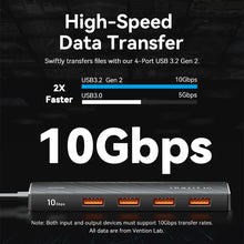 Load image into Gallery viewer, Vention Usb Hub 4 Port ABS Hub USB 3.2 10Gbps for Laptop Multi Splitter Adapter For Xiaomi Macbook PC Computer Accessories
