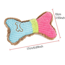 Load image into Gallery viewer, Dog Squeaky Toy - Plush Bone Chew Toy for Small &amp; Medium Puppies
