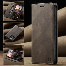 Load image into Gallery viewer, Vintage Wallet Case Card Holder Kickstand Built-in Magnetic Flip Leather Case for iPhone  Leather Cases for iPhone 14 13 12 11 Pro Max Mini XR XS Max 8 7 6s Plus Wallet Flip Cover
