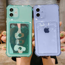 将图片加载到图库查看器，Simple Clear Silicone Wallet Case for iPhone 14 13 12 11 Pro XS Max X XR Shockproof Lens Protection Card Cover Shockproof Soft Bumper Clear Case Classic Stylish Case
