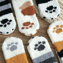 Load image into Gallery viewer, Women Winter Warm Fluffy Socks Cute Animal Claw Cat Paw Footprint Fuzzy Socks Female Thick Coral Fleece Home Floor Sleep Socks
