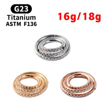 Load image into Gallery viewer, 18G/16G Women's Round Earrings G23 F136 Titanium Nose Ring Hinge Clicker Open Diaphragm Nose Ring Fashion Lady Piercing Jewelry (RPM Women's)
