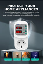 Load image into Gallery viewer, TOSVA-16 Reclosable Voltage current Protector Socket AC 110V 220V Adjustable 16A Power Surge Protector EU Plug Socket TOMZN
