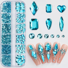 Load image into Gallery viewer, 2400+ Shiny Clear Crystal Nail Rhinestones - Mixed Sizes &amp; Shapes Flatback Gems
