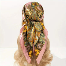 Load image into Gallery viewer, Satin Square Scarf – Elegant 2025 Print Hijab, Shawl &amp; Hair Wrap
