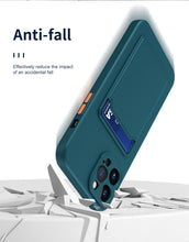 将图片加载到图库查看器，White Luxury Card Holder Phone Case for iPhone 13 12 Pro Wallet Soft Back Cover Shockproof  Cute Protective Case for iPhone Cute Case With Card Holder
