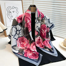 Load image into Gallery viewer, 90x90cm Square Silk-Feel Scarf – Luxury Women’s Shawl &amp; Head Wrap
