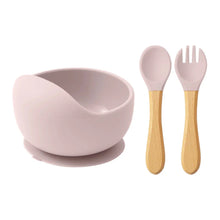 将图片加载到图库查看器，Mamaplan 3PCS Baby Silicone Feeding Set Suction Bowl Spoon Fork
