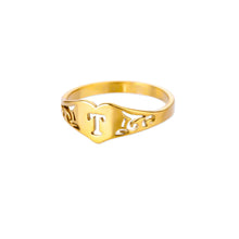 Load image into Gallery viewer, Fashion Hollow Initial Letter Heart Rings For Women Gold Color Stainless Steel A-Z Letter Ring Aesthetic Wedding Jewelry Gift
